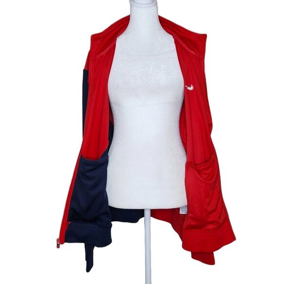 Nike Big Swoosh Zip Up Track Jacket Color Block Red Navy Blue Men's Large - Picture 4 of 12